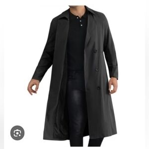 Lars amadeus Classic Trench Coat for Men's Double Breasted Long Winter NO BELT